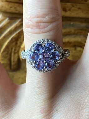 Natural Tanzanite Sterling Silver Ring Size 6